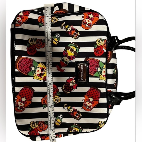 Betsey Johnson Striped Doll & Rose Toiletry, Makeup Bag - Picture 8 of 16